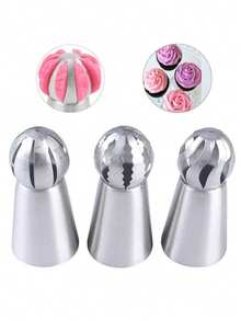 1/3pcs Cake Cream Nozzles, Stainless Steel Icing Piping Nozzles, Suitable For Cakes, Pastries And Cupcakes - Multicolor - View 6