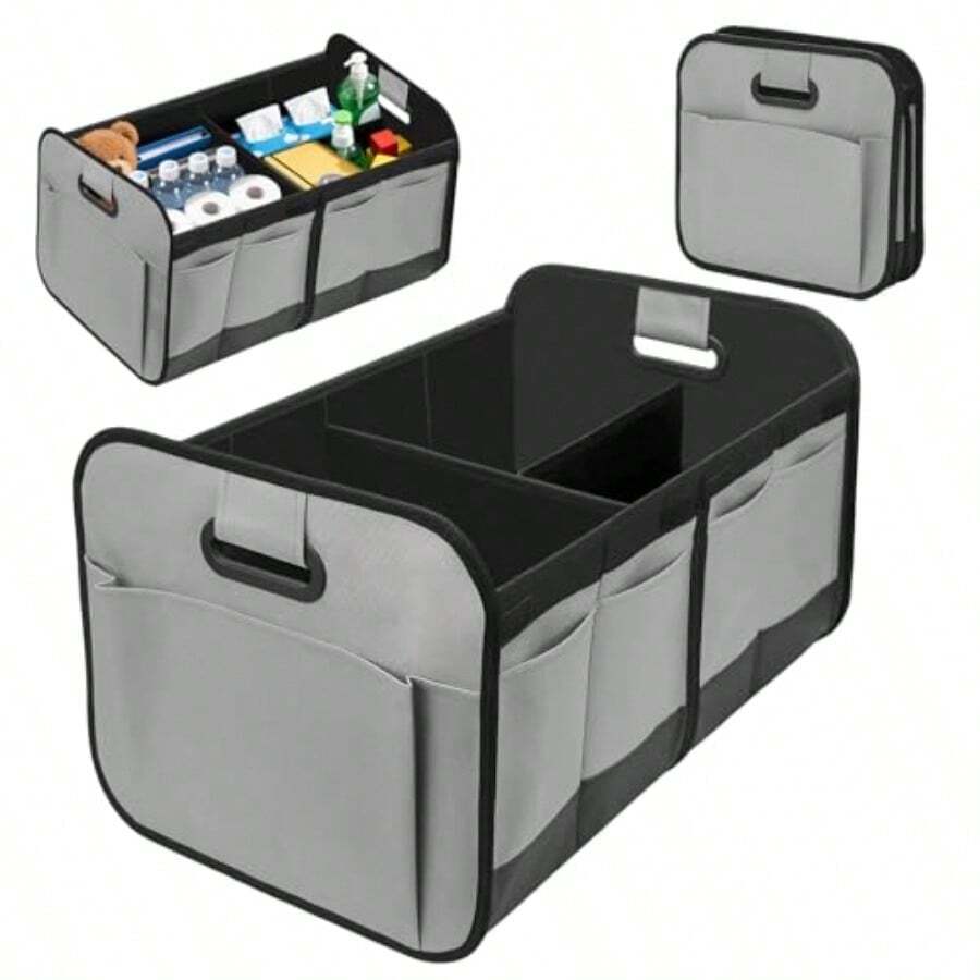 carrito organizadorOrganizador de Cajuela Universal para Auto Caja de Almacenamiento Plegable Maletero de Coche con Multiple Compartimentos Bolsas Herramientas para SUV Carro  Compras y Camping Gris - gris - Ver 1