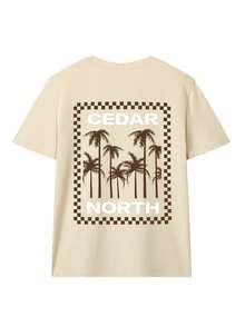 1件装男童休闲印花圆领短袖T恤，夏季学生装 - 一款百搭T恤，为每个孩子带来欢乐和幸福！ - 杏色 - 查看 3