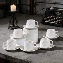 90ml/3.16oz Coffee Cup & Saucer Set, Suitable For Drinking Espresso Or Turkish Coffee - Style F - View 7