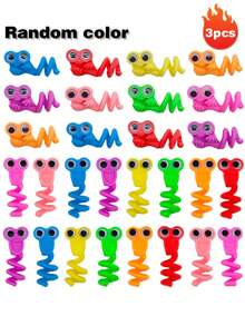 3/6支装螺旋大眼睛铅笔套装，设计优雅，软橡胶铅笔玩具，小巧玩具，大眼睛铅笔帽玩具，为书写增添乐趣 - 套裝 - 查看 6