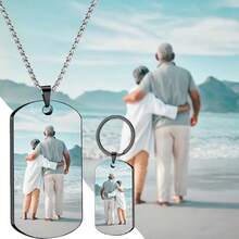 2 Pieces Customized Keychains And Necklaces With Pictures, Customizable Couple Keychain Necklaces, Customized And Personalized Gifts For Women, Valentine's Day, Holiday Gifts, Father's Day Gifts - Multicolor - View 3