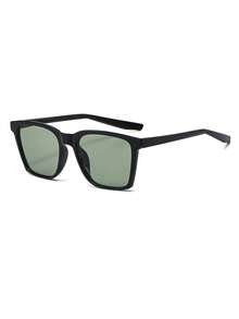 1 Pair Men's Black Square PC Frame Minimalist Solid Color Fashionable Streetwear Fashion Glasses - Sand Black - View 2