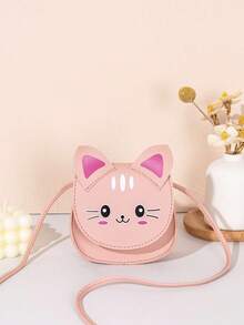 1个女童新款可爱迷你斜挎包，儿童可爱卡通猫咪休闲单肩包，女童小零钱包，旅行日常使用邮差包手提包 - 彩色 - 查看 4