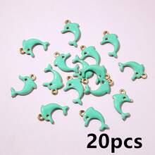 20个13x8毫米不锈钢可爱小海豚珐琅吊坠，不锈钢DIY首饰制作配件 - 海豚 - 查看 15