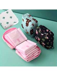 1个创意极简卫生巾收纳袋，多功能旅行化妆包，化妆袋，理想礼物 - 彩色 - 查看 3