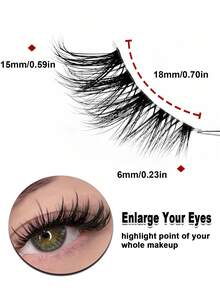 Rikuaild 7对半条假睫毛，透明带，自然妆效，猫眼交叉蓬松款，适合旅行、度假、海滩，可作礼物 - 半眼睫毛 - 查看 4