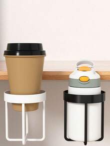 1pc Desk Edge Mounted Cup Holder, Office Desk Top Water Cup Storage Clip Stand, Cup Tray Organizer - A - View 1