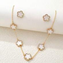 3pcs Set Rhinestone Clover & Flower Jewelry Set, Black Gold Color Accessories, Lightweight Luxury Style Jewelry, Versatile For Commuting, Brightening Skin Tone, Affordable High-End Jewelry, Date Outfit, Office Chic, Photo-Shoot Accessories - WZ2JT - View 27