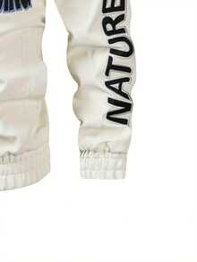 Men's Fashion PU Leather Jacket, With Motorcycle Racing Pattern, Breathable Stand-Up Collar, Zipped Long Sleeves, Side Pockets - Ideal Choice For Spring And Autumn, Autumn Jacket | Pattern PU Leather Jacket | Flexible Fitting Jacket, New Windproof Jacket With Pockets, Suitable For Casual Daily Wear, Outdoor Activities, Street Style, Stylish And Chic Jacket For Autumn And Winter Leisurewear. - 白色 - 查看 4