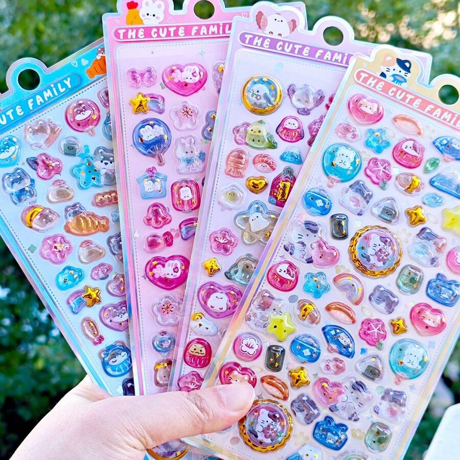 3D Embossed Cute Fruit Cartoon Stickers, DIY Scrapbooking Diary Decorative Stickers - Multicolor - View 1