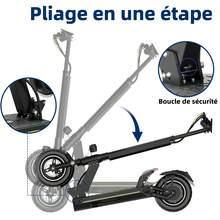 TODIMART D6 Electric Scooter Equipped With A 500W Brushless Motor | 25 Km/H | 35-40km Range | 48V/10.4AH Lithium Trivalent Battery | 10-Inch Off-Road Tires | Front And Rear Suspension. - Black - View 10