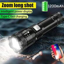 1/2pcs High Power 4900N Long Range LED Flashlight, Built-In 4-Level Battery Indicator, USB Rechargeable, Adjustable Zoom, Suitable For Tactical, Camping, Outdoor, Emergency Use, Great Gift For Valentine's Day, Mother's Day, Eid, Back To School, Christmas, Halloween - Multi-functional Flashlight - View 16