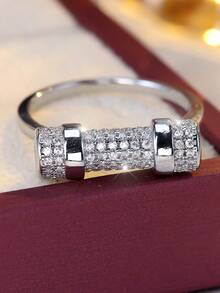 1枚时尚独特设计的哑铃形全镶锆石戒指，适合日常佩戴 - 戒指 - 查看 7