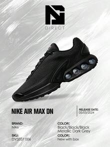 Nike Air Max Dn Black Metallic Grey – Men's Lifestyle Sneakers – Shoes For Man -Vintage-Spring & Summer-Inspired Running Shoes, Shock-Absorbing Comfort, Gym To Streetwear Casual Wear-Mother's Day Gifts-Father's Day Gift– DV3337 006 - Black/Black/Black/Metallic Dark Grey - 查看 6