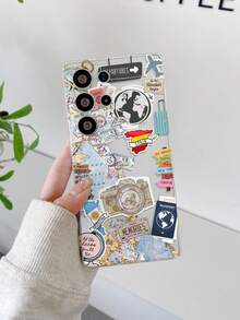 1件装时尚创意度假飞机地图相机地标图案透明软TPU手机壳，防摔防刮防指纹，保护摄像头镜头，兼容三星、Nothing、Pixel等品牌手机。 - 彩色 - 查看 7
