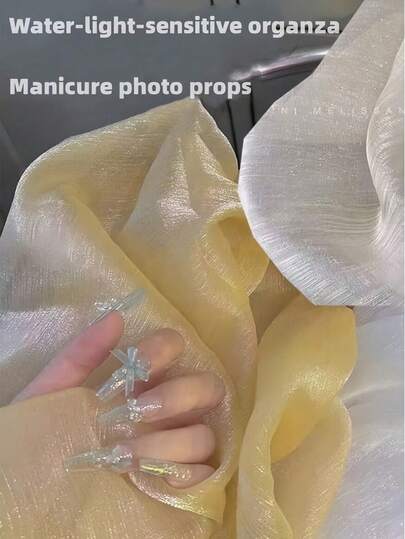 1pc Shiny Transparent Tulle Scarf, Fairy Nail Art Photography Prop, Cosmetics Jewelry Nail Decor Photo Shoot Accessory, Suitable For Jewelry Ads, Daily & Holiday Photography