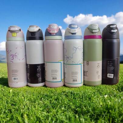 Owal-A 32oz Stainless Steel Insulated Water Bottle - Leak-Proof Sports Water Bottle With Dual-Function Spout, Flip Lid Straw And Wide Mouth Opening, Keeps Drinks Cold For 24 Hours, Suitable For Fitness, Travel And Daily Use