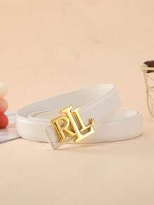 新款字母印花光滑扣环女士腰带，宽2.5厘米，独特、经典、时尚的皮革腰带。 - 彩色 - 查看 5