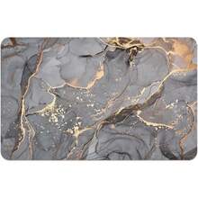 1pc Black & Gold Shiny Marble Pattern Doormat, Modern Luxury Style, Super Absorbent Quick Dry Non-Slip Diatomite Bathroom Floor Mat, Office Entrance, Kitchen, Living Room, Hallway Carpet, Bathroom Rug, Washable Area Rug - Multicolor - View 8