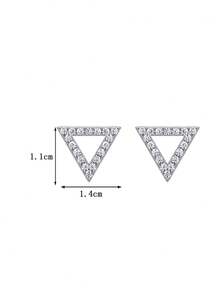 BLOVEMEE 2pcs Minimalist 925 Sterling Silver 0.7 Carat Moissanite Triangle Stud Earrings, Suitable For Women's Daily Wear, Party, Mother's Day, Wedding Anniversary, Birthday Jewelry Gift - EH0066M - View 4