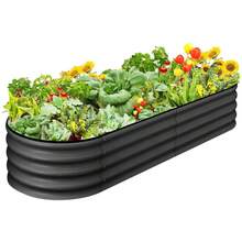 Oval Raised Garden Bed, Outdoor Raised Planter Beds, Ground Planter Box, for Vegetables Flowers - 4,5 x 2 x 1,5 pies gris - Ver 6