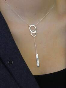 Pave Name Lariat Necklace: Sterling Silver Vertical Necklace, Y-Shaped Chain, Zirconia Lettering, Personalized Custom Jewelry Necklace. - Double-loop Style - View 5