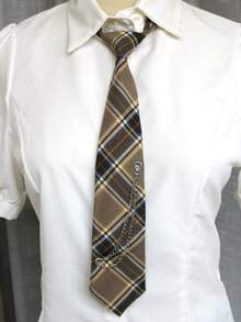 1条格子链条朋克风领带，适合休闲、街头、学院风、毕业照等场合。 - 彩色 - 查看 10