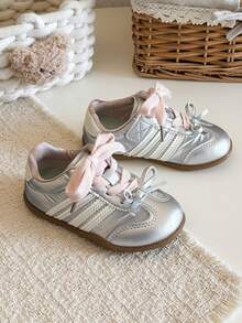 2026年春季新款女童芭蕾舞鞋，蝴蝶结解构设计，时尚运动鞋，适合大龄儿童 - 粉色 - 查看 3