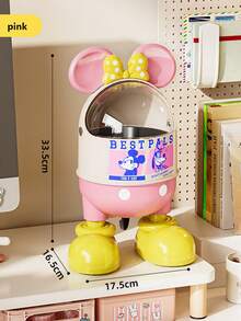 1.5L Disney Desktop High-Quality Trash Can, Mickey Mouse Design, Covered Cartoon Creative Waste Bin For Living Room, Bedroom - Multicolor - View 10