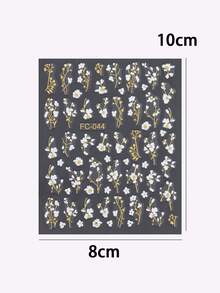 白色花朵和金色枝条美甲贴纸，裸粉色清新春日美甲贴花，手工DIY美甲用品，持久防水自粘，精致3D立体花卉美甲贴纸 - 彩色 - 查看 8