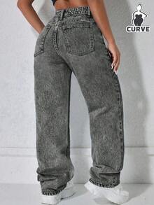 Women's Retro Minimalist Casual Loose Straight Leg Jeans Spring - Light Grey - View 3