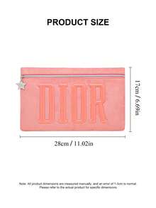 Christian Dior Materiel Pink Velvet Makeup Pouch, Makeup Bag, Sueded Cosmetic Bag With Embossed DIOR Letters, Star Charm & Signature CD Lining - Pink - View 2