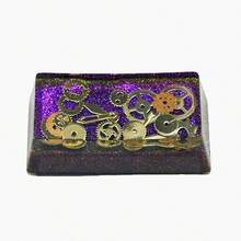 1pc Personalized Metal Gear Keycap, Resin Translucent Epoxy Cross Axis Mechanical Keyboard Keycap, Desktop Keyboard Storage, Keyboard Keycap Fun, Retro Personalized Keyboard, Keyboard Gift, Cool Keyboard, Exquisite Gift - Multicolor - View 7