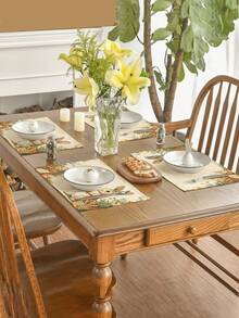 4件/6件装复活节兔子彩蛋图案餐垫，长方形可水洗桌垫，适用于家庭餐桌、咖啡桌、厨房和餐厅装饰，餐桌布置和场景装饰 - 彩色 - 查看 8