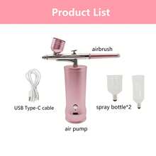 可充电手持式喷枪系统，易于组装，适用于化妆、美甲和DIY项目 - 粉色 - 查看 4