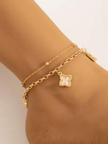 A Fashionable Lucky Clover Niche Design Versatile High-End Ankle Chain Classic - Four-leaf Clover - View 1