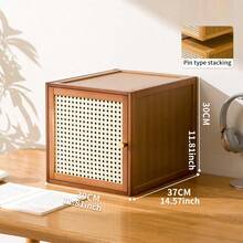 Square Storage Cabinet, Stackable Desktop Storage Box, Home Bar Storage Cabinet, Freely Combined Freestanding Storage Chest, Storage Cube - Marrón - Ver 3
