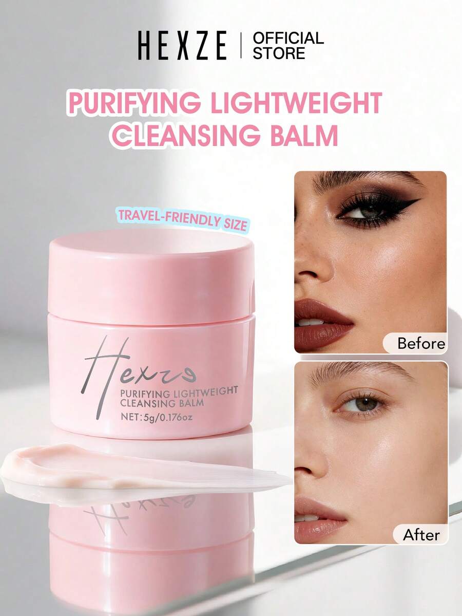 HEXZE Purifying Lightweight Cleansing Balm 2-In-1 Makeup Melting Remover & Skincare – Travel-Friendly 5g Sample Mini - Pink 5g - View 1
