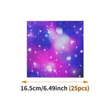 黑色和紫色星空图案一次性餐盘、餐巾纸、杯子套装，可供10位客人使用，一次性纸盘，派对用品，适用于生日、婚礼、聚会、家庭野餐 - 彩色 - 查看 6