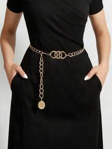 1pc Vintage Style Elegant 3-Circle Linked Waist Chain Accessories, Decor For Dress, Daily Wear And Party Occasions Halloween Fall, Autumn, Halloween - Vàng - Xem 11