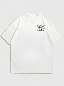 OBM Men X TOM & JERRY 男士休闲百搭简约猫鼠椰树印花短袖T恤 - 白色 - 查看 2