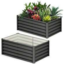Dos Cama De Jardín Galvanizada Elevada, Cajas De Jardín Para Exteriores, Kit De Cama De Jardín De Metal De 6 x 3 x 1.5 Pulgadas Para Verduras y Flores, Con Cinta, Redonda, Verde - Paquete de 2, gris oscuro, 6 x 3 x 1,5 pies - Ver 6