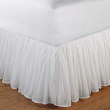 Home Cotton Voile Dust Ruffle Bed Skirt, White, Queen 18inch L - Queen18inchL - View 6