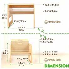 Wooden Table And Chair Set For Toddlers Age 1-3 Height Adjustable Table And Chair Set - Ginger - View 2
