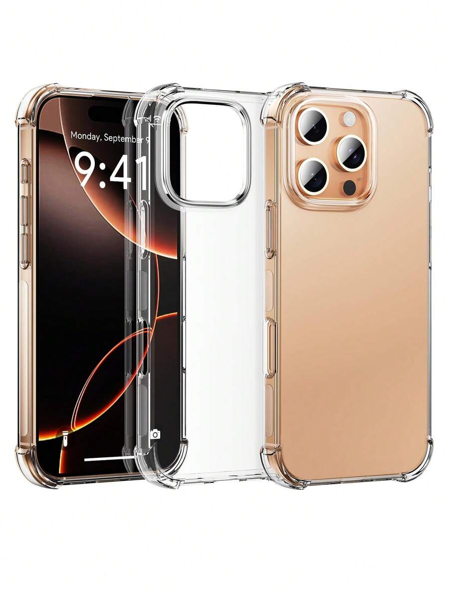Clear Case For IPhone 17 17Air 17Pro 17Pro Max 16 Pro, Ultra-Thin, Flexible, Scratch-Resistant, Thermoplastic Polyurethane Gel Rubber, Soft Silicone, Shockproof Protective Case - Clear - View 1