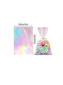 50 túi quà giấy tráng kính hologram, túi giấy tráng kính nhiều màu sắc, túi quà tặng hologram có dây xoắn, thích hợp cho các sự kiện lễ kỷ niệm, tiệc mừng em bé, đám cưới, quà tặng sinh nhật. - Nhiều màu - Xem 11