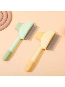 1/2 件装宠物自清洁梳，猫狗毛发去除梳，长毛宠物专用梳理梳，按摩去毛梳，一键自清洁毛发去除器，钢格梳虱子梳超密齿加密梳狗狗毛发漂浮猫咪毛发清洁器 - 彩色 - 查看 4