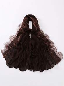 1pc Soft & Breathable Lace Hijab Scarf, Comfortable Viscose Material, Suitable For Muslim Women Everyday Wear - Lace Headscarf - View 18