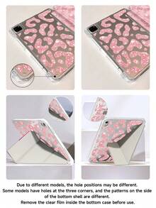 亮粉色豹纹双面亚克力透明水晶平板电脑保护套。适用于 11(2025/10.9)/Air 4/5/6/7(2025/10.2)/Pro 11/10th/9.7/10.5 以及 Galaxy Tab 系列。具备睡眠/唤醒功能和多角度可折叠支架。提供完美的日常保护,时尚简约的豹纹图案使其成为一份绝佳的节日礼物。 - 彩色 - 查看 10